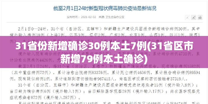 31省份新增确诊30例本土7例(31省区市新增79例本土确诊) 31省份新增确诊30例本土7例(31省区市新增79例本土确诊)