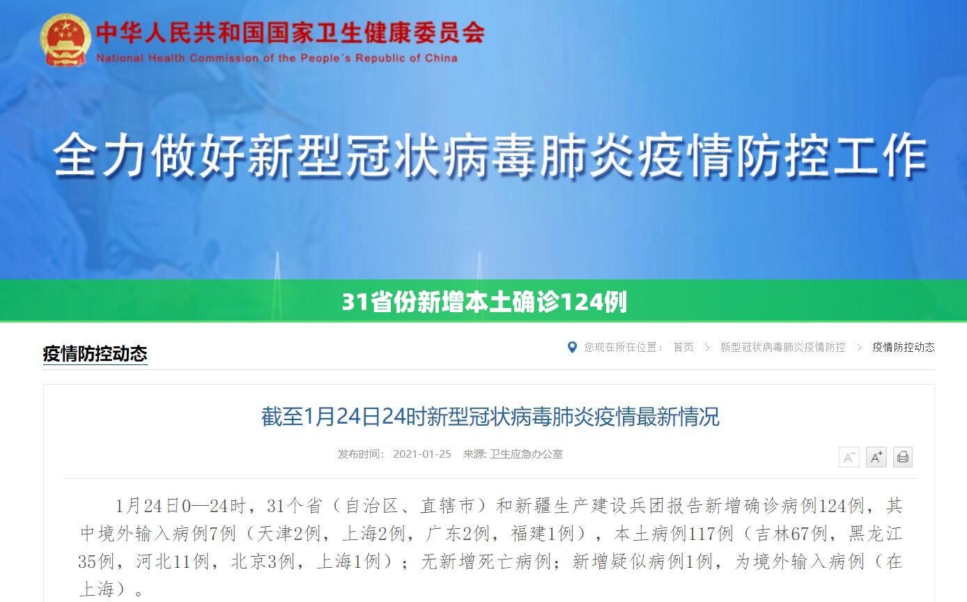 31省份新增本土确诊124例/31省区市新增本土确诊30例 31省份新增本土确诊124例/31省区市新增本土确诊30例
