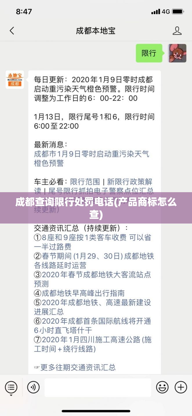 成都查询限行处罚电话(产品商标怎么查)