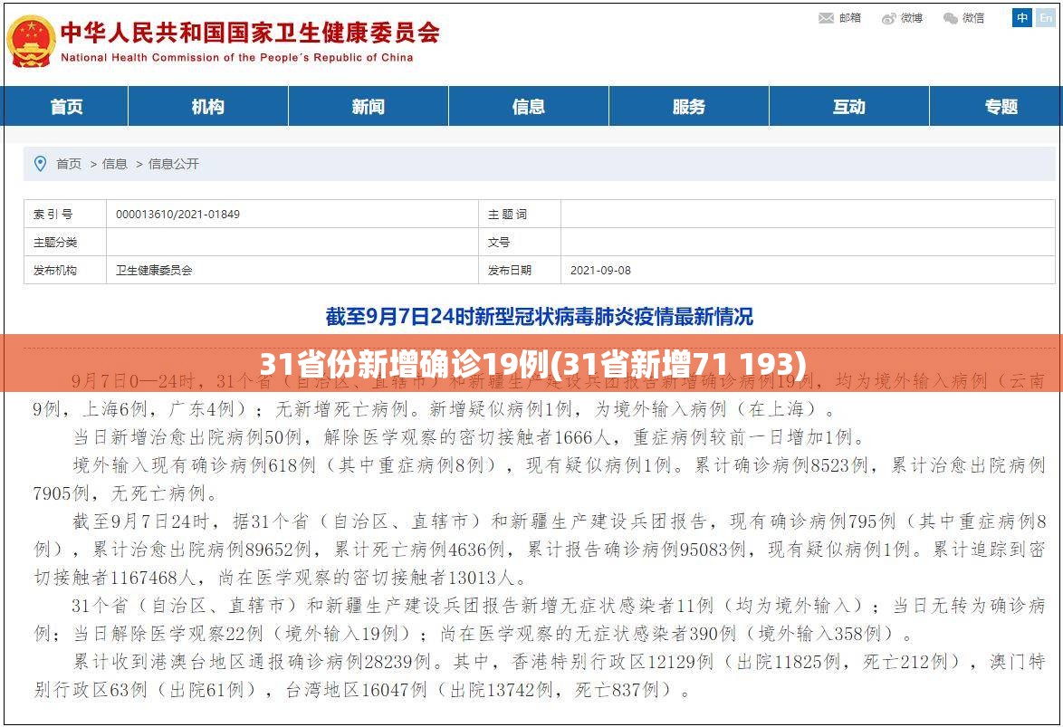 31省份新增确诊19例(31省新增71 193) 31省份新增确诊19例(31省新增71 193)