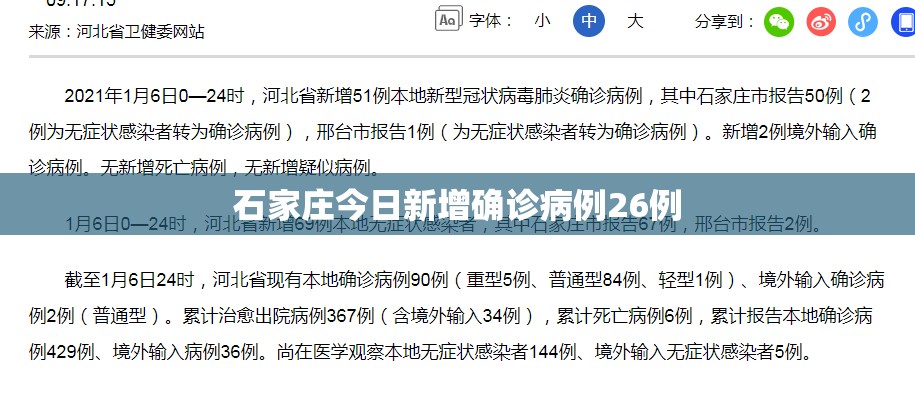 石家庄今日新增确诊病例26例/石家庄今日最新新闻事件