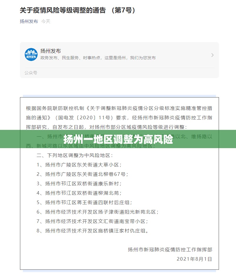 【扬州一地区调整为高风险,扬州将严厉打击快速路飙车】 【扬州一地区调整为高风险,扬州将严厉打击快速路飙车】
