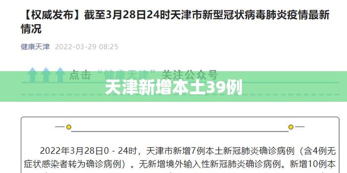 【天津新增本土39例,天津本轮疫情报告确诊病例31例无症状感染者10例】