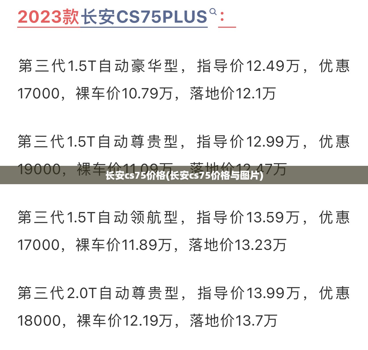 长安cs75价格(长安cs75价格与图片)